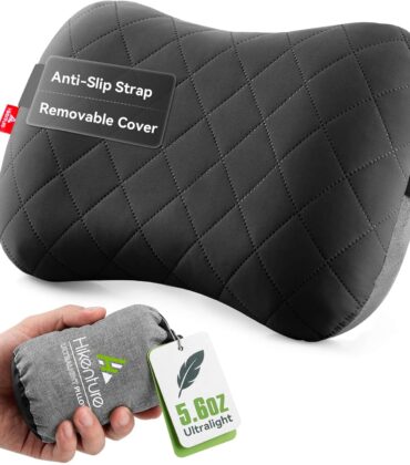 Hikenture Camping Pillow with Removable Cover - Ultralight Inflatable Pillow for Neck Lumbar Support - Upgrade Backpacking Pillow - Washable Travel Air Pillows for Camping, Hiking, Backpacking
